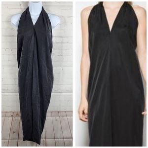 Jenni Kayne Women's Cocktail Halter Neck Draped-Back Midi Dress in Black Large